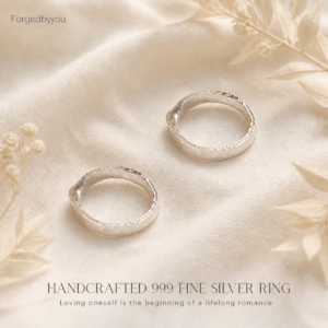 999 sterling silver couple rings, pure silver irregular silver rings, couple engraving custom