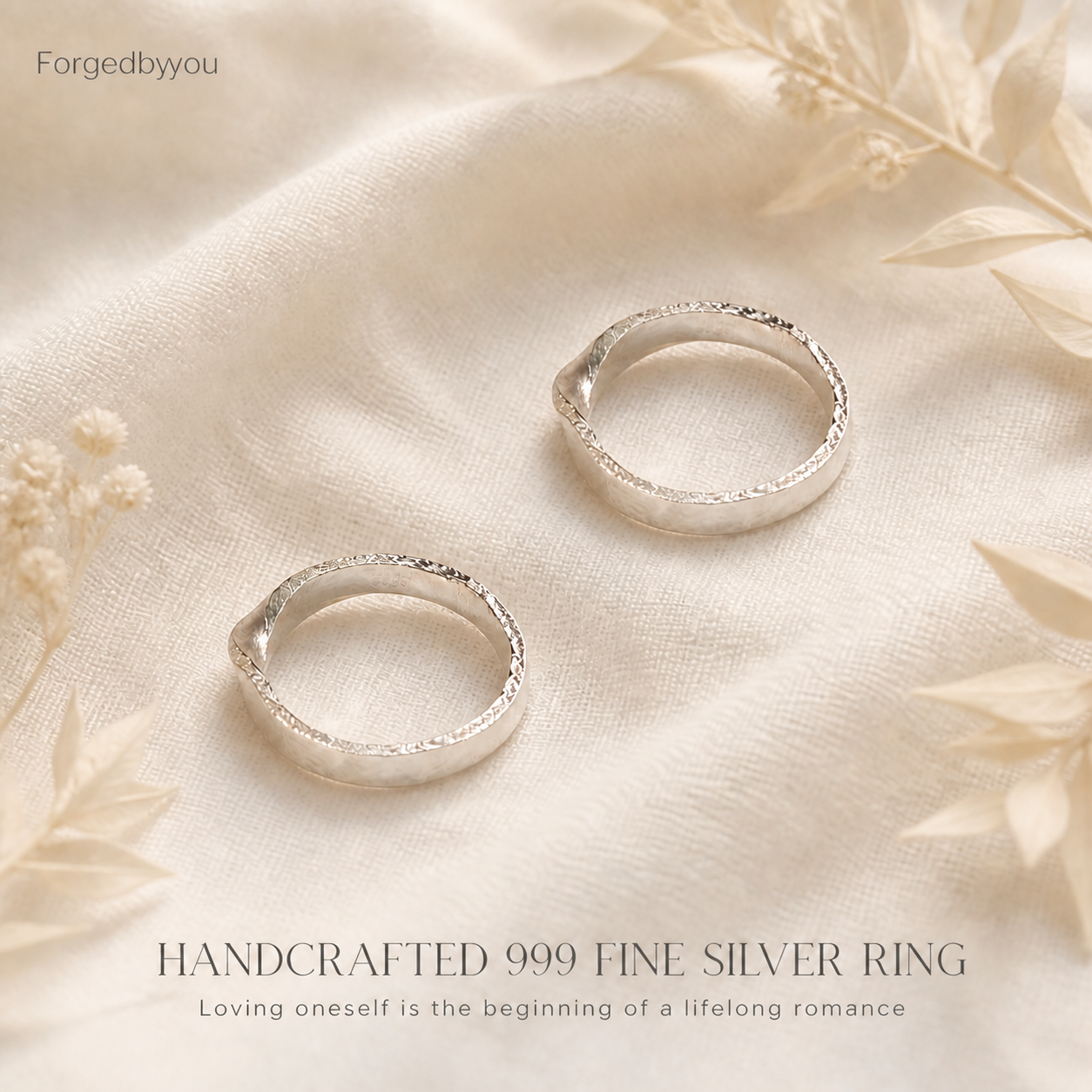 999 sterling silver couple rings, pure silver irregular silver rings, couple engraving custom